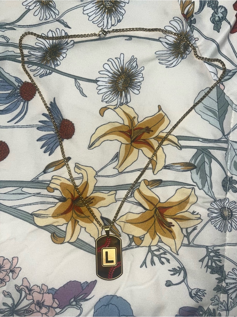 Gold-Tone 'L' Pendant Necklace - Women's Accessory